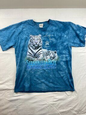 Siegfried & Roy The Mirage Las Vegas White Tiger Blue Tie-Dye T-Shirt Size Med